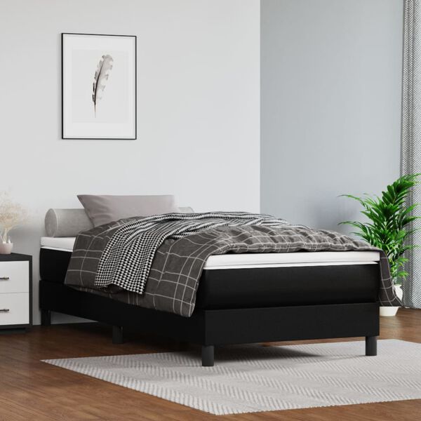 vidaXL Boxspring posteľ s matracom čierna 90x200 cm umel&aacute; koža