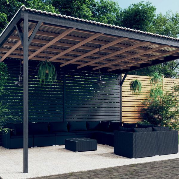 vidaXL 11-dielna z&aacute;hradn&aacute; sedacia s&uacute;prava s vank&uacute;&scaron;mi polyratan čierna