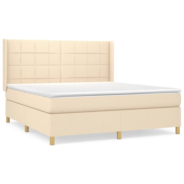 vidaXL Posteľn&yacute; r&aacute;m boxspring s matracom kr&eacute;mov&yacute; 180x200 cm l&aacute;tka