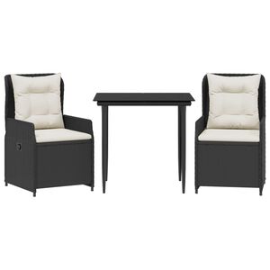 vidaXL 3-dielna z&aacute;hradn&aacute; jed&aacute;lensk&aacute; sada s vank&uacute;&scaron;mi čierna polyratan