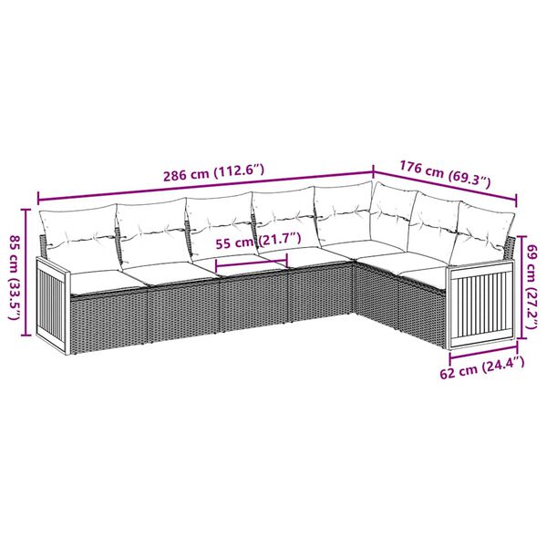 vidaXL 7-dielna z&aacute;hradn&aacute; sedacia s&uacute;prava a vank&uacute;&scaron;e b&eacute;žov&aacute; polyratan
