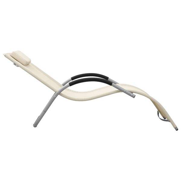 vidaXL Ležadl&aacute; textil&eacute;n 2 ks kr&eacute;movo-siv&eacute;