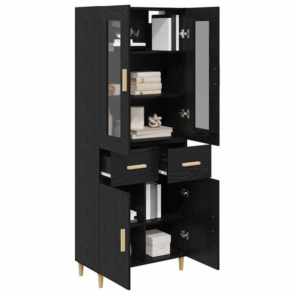 vidaXL Highboard Čierny dub 69,5 x 34 x 180 cm Kompozitn&eacute; drevo