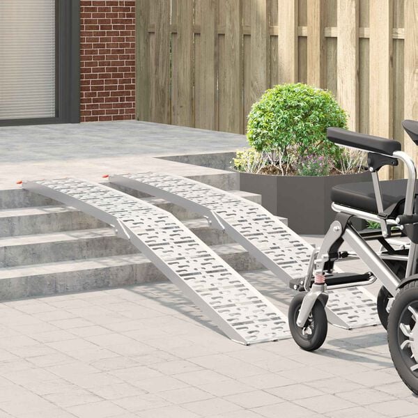 vidaXL Nakladacia rampy 2 pcs Strieborná 222 x 29 x 14 cm Hliník