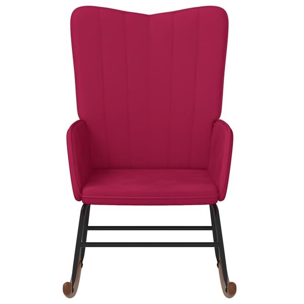 vidaXL Hojdacie kreslo, vínovo červené, zamatové