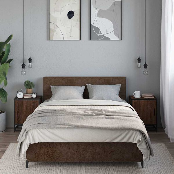 vidaXL Nočné stolíky 2 ks hnedý dub 40x31x50 cm kompozitné drevo+kov