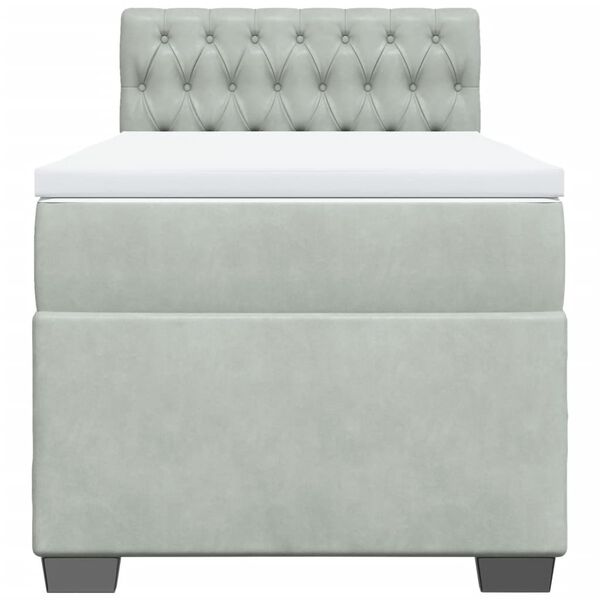 vidaXL Posteľný rám boxsping s matracom bledosivý 100x200 cm zamat