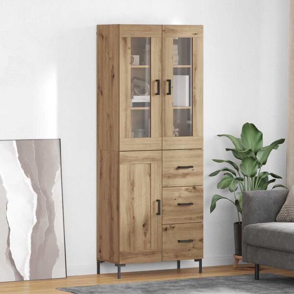 vidaXL Highboard so z&aacute;suvkou 2 pcs Remeseln&yacute; dub Kompozitn&eacute; drevo