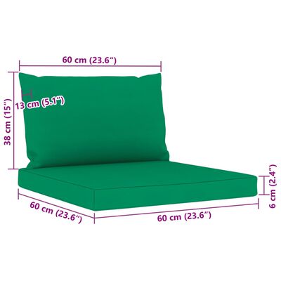 vidaXL 6-dielna záhradná sedacia súprava, zelené podložky