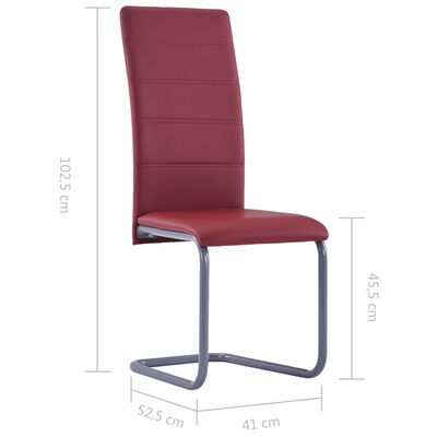 vidaXL Jedálenské stoličky, perová kostra 2 ks, červené, umelá koža