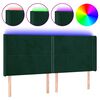 vidaXL Čelo postele s LED tmavozelen&eacute; 203x16x118/128 cm zamat