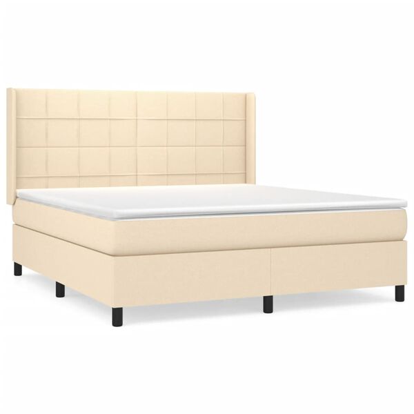 vidaXL Posteľn&yacute; r&aacute;m boxspring s matracom kr&eacute;mov&yacute; 180x200 cm l&aacute;tka