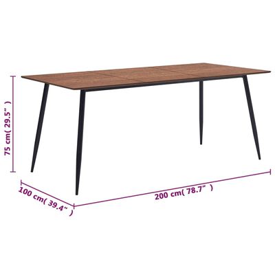 vidaXL Jedálenský stôl, hnedý 200x100x75 cm, MDF