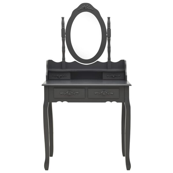 vidaXL Toaletn&yacute; stol&iacute;k so stoličkou, siv&yacute; 75x69x140 cm, paulovnia