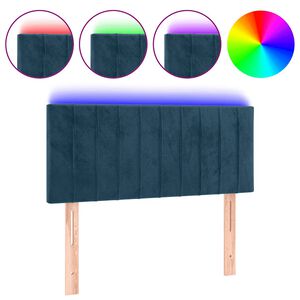 vidaXL Čelo postele s LED tmavomodr&eacute; 80x5x78/88 cm zamat