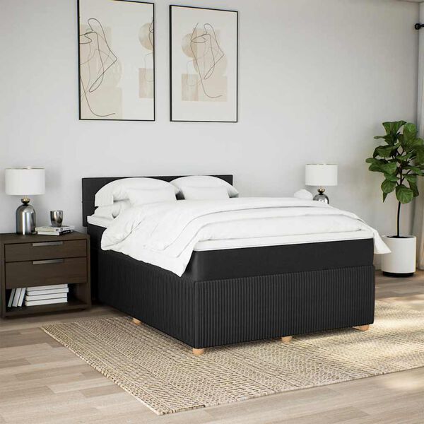 vidaXL Posteľn&yacute; r&aacute;m boxspring s matracom čierny 140x200 cm l&aacute;tka