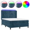 vidaXL Posteľn&yacute; r&aacute;m boxsping matrac a LED tmavomodr&yacute; 140x190 cm zamat