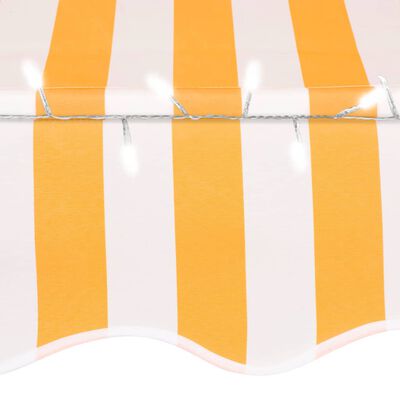 vidaXL Ručne zaťahovacia markíza s LED 100 cm biela a oranžová