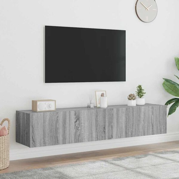 vidaXL TV n&aacute;stenn&eacute; skrinky s LED svetlami 2 ks siv&eacute; sonoma 80x35x31 cm