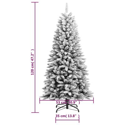 vidaXL Zasnežený umelý vianočný stromček 120 cm PVC a PE