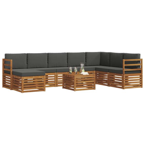 vidaXL S&uacute;pravy pohoviek s vank&uacute;&scaron;om 9 pcs Pr&iacute;rodn&aacute; a antracitov&aacute;