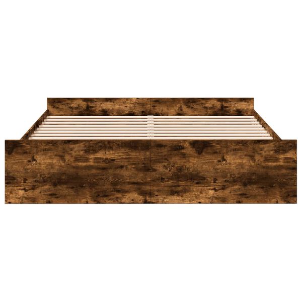 vidaXL Posteľn&yacute; r&aacute;m so z&aacute;suvkami dymov&yacute; dub 200x200cm kompozitn&eacute; drevo