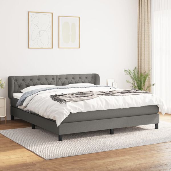 vidaXL Boxspring posteľ s matracom tmavosiv&aacute; 160x200 cm l&aacute;tka