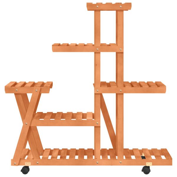 vidaXL Stojan na kvetiny s kolieskami 95x25x101 cm mas&iacute;vna jedľa