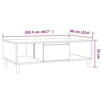 vidaXL Konferenčný stolík tmavý dub 103,5x60x35 cm drevotrieska