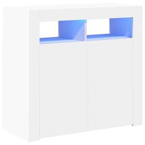 vidaXL Komoda s LED svetlami biela 80x35x75 cm