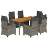 vidaXL 7-dielna záhradná jedálenská sada s podložkami sivá polyratan