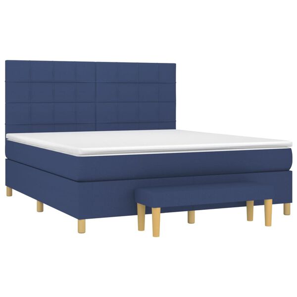 vidaXL Posteľn&yacute; r&aacute;m boxspring s matracom modr&yacute; 160x200 cm l&aacute;tka