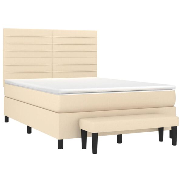 vidaXL Posteľn&yacute; r&aacute;m boxspring s matracom kr&eacute;mov&yacute; 140x200 cm l&aacute;tka