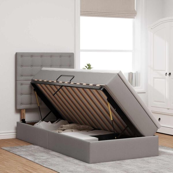 vidaXL Postel s &uacute;ložn&yacute;m prostorem a LED svetlom Sivohned&aacute; 90 x 200 cm