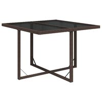vidaXL Záhradný stôl hnedý 109x107x74 cm polyratan a sklo