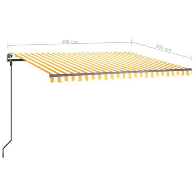vidaXL Ručne zaťahovacia markíza s LED 4x3 m žlto-biela