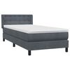 vidaXL Posteľn&yacute; r&aacute;m boxspring s matracom tmavosiv&yacute; 90x220 cm zamat