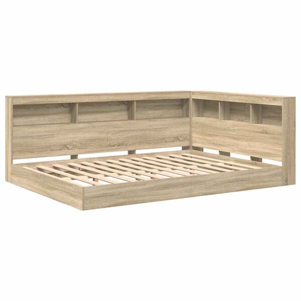 vidaXL Knižnica posteľ dub sonoma 160 x 200 cm Kompozitn&eacute; drevo