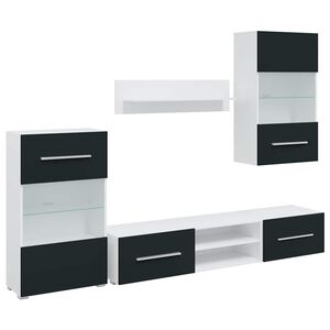 vidaXL 5-dielne TV skrinky s LED osvetlen&iacute;m, matn&eacute; indigo, imit&aacute;cia dreva