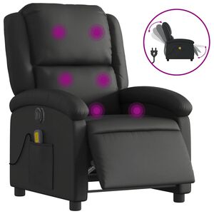 vidaXL Elektrick&eacute; mas&aacute;žne skl&aacute;pacie kreslo čierne prav&aacute; koža