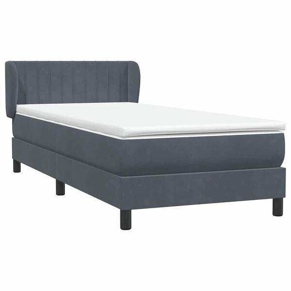 vidaXL Posteľn&yacute; r&aacute;m boxspring s matracom tmavosiv&yacute; 90x220 cm zamat