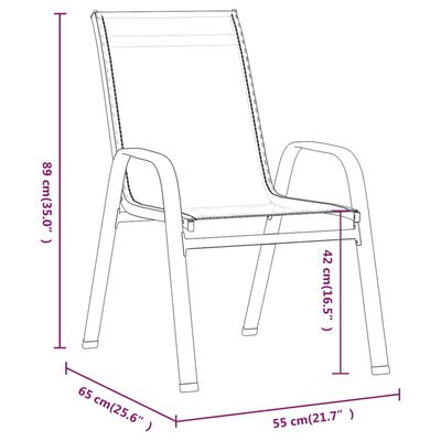 vidaXL Stohovateľné záhradné stoličky 2 ks sivé textilénová látka