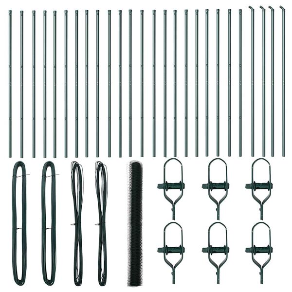 vidaXL Stĺp na plot. Zelen&aacute; 50 x 1,6 m (36 mm pletivo) Ocel a PVC