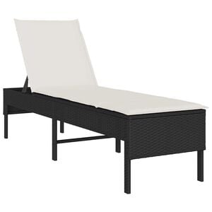 vidaXL Z&aacute;hradn&eacute; ležadlo s vank&uacute;&scaron;om čierne 55x200x44 cm polyratan