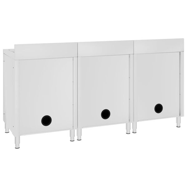 vidaXL Gastro kuchynsk&eacute; drezy so skrinkami 3 ks nehrdzavej&uacute;ca oceľ