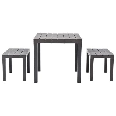 vidaXL Záhradný stôl s 2 lavičkami plastový hnedý