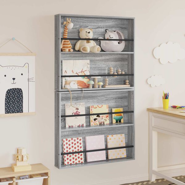 vidaXL Reg&aacute;l na časopisy s poličkou 2 pcs Siv&yacute; Sonoma 80 x 12 x 70 cm