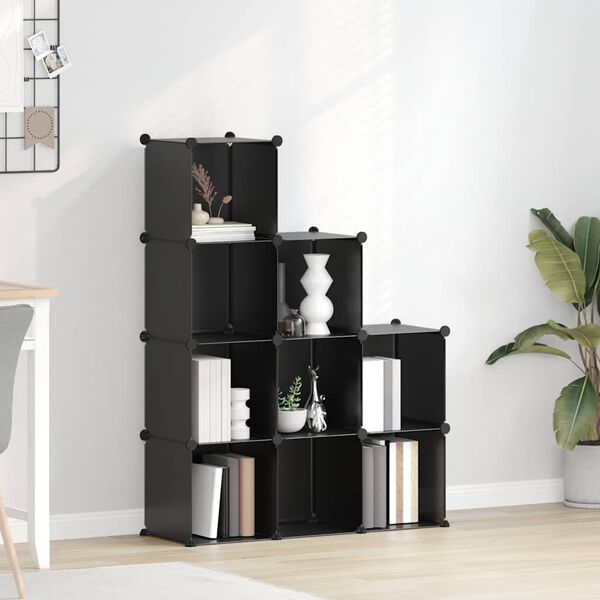 vidaXL Organiz&eacute;r v tvare &uacute;ložn&yacute;ch kociek s 9 kockami čierny PP