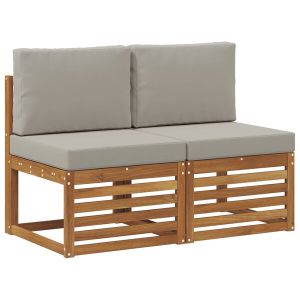 vidaXL 2 Kus Z&aacute;hradn&aacute; stredn&aacute; sedačka Pevn&eacute; ak&aacute;ciov&eacute; drevo Pr&iacute;rodn&aacute;