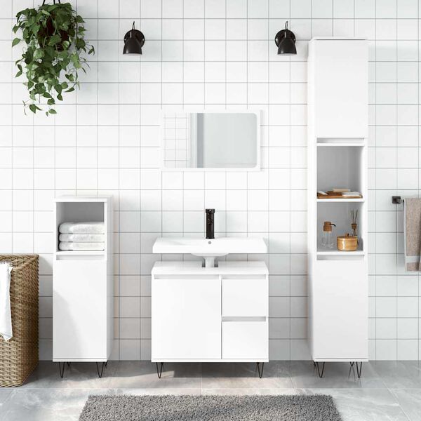 vidaXL Skrinka do k&uacute;peľne leskl&aacute; biela 65x33x60 cm kompozitn&eacute; drevo